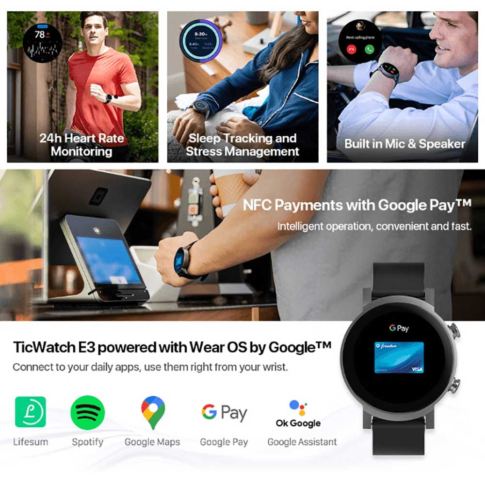 TicWatch E3 GPS Wear OS By Google Watches